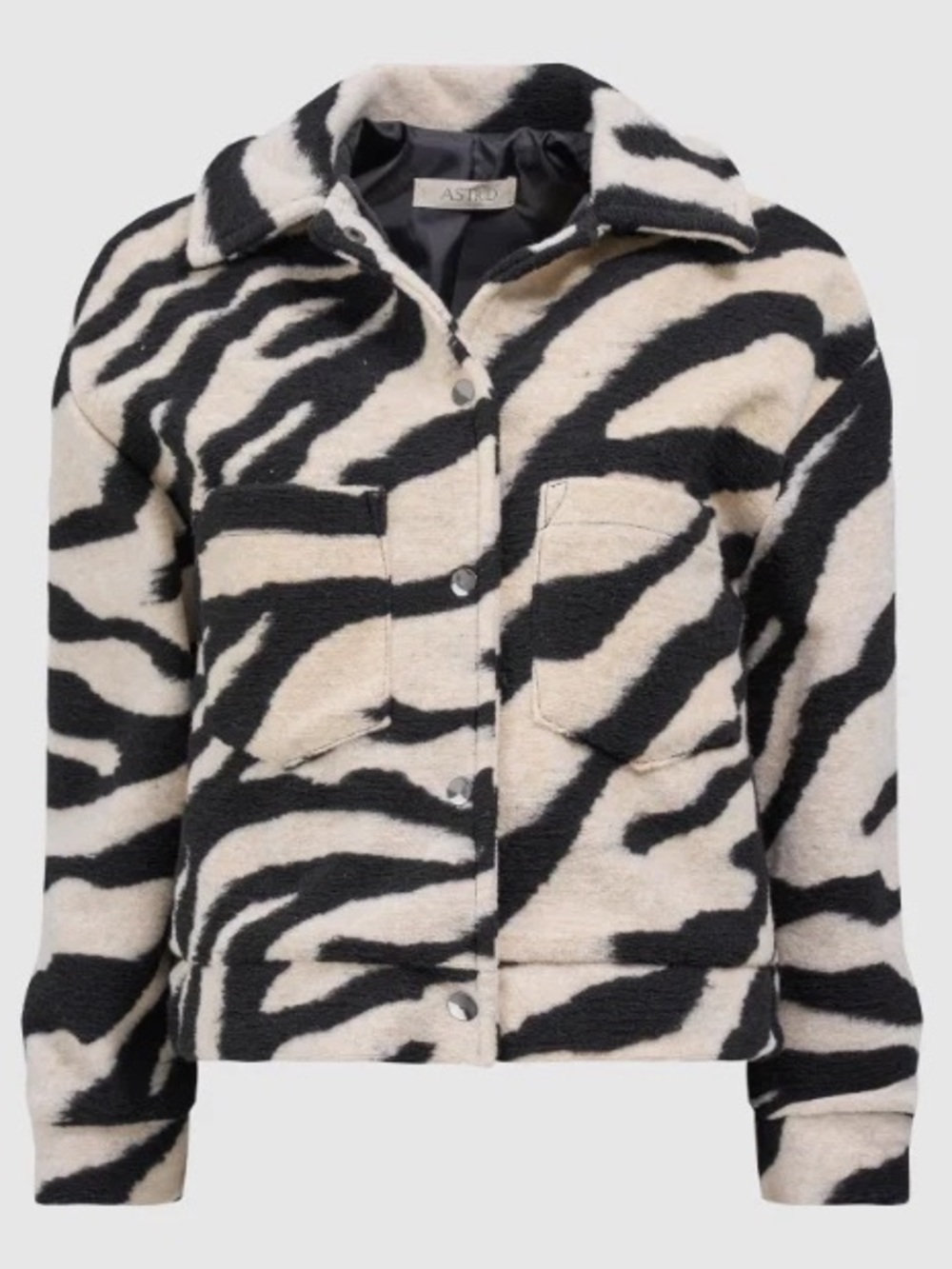 ASTRID Zebra-Print  Cropped Jacket in Black and Cream